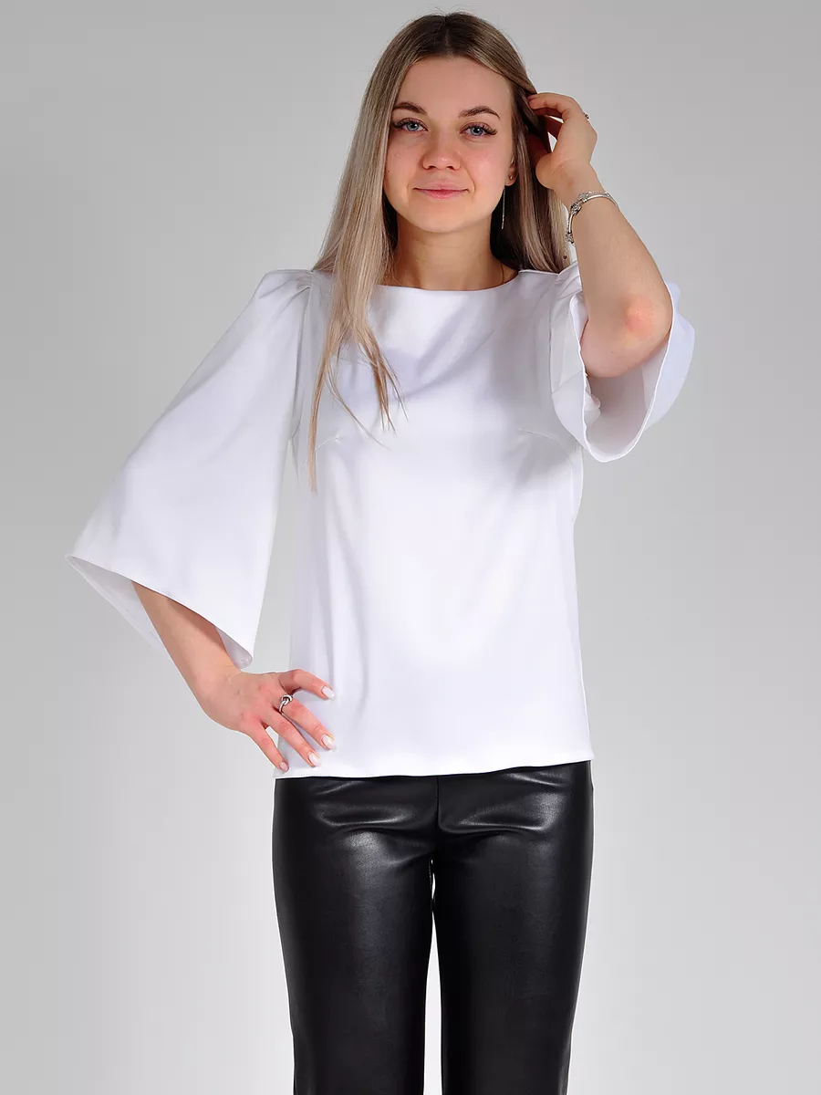 Блузка атласная шелковая вечерняя офис большие размеры — изображение 7