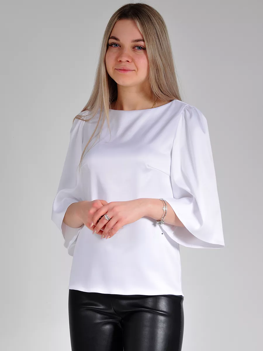 Блузка атласная шелковая вечерняя офис большие размеры — изображение 9