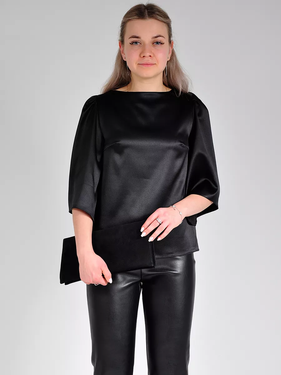 Блузка атласная вечерняя офис большие размеры — изображение 11