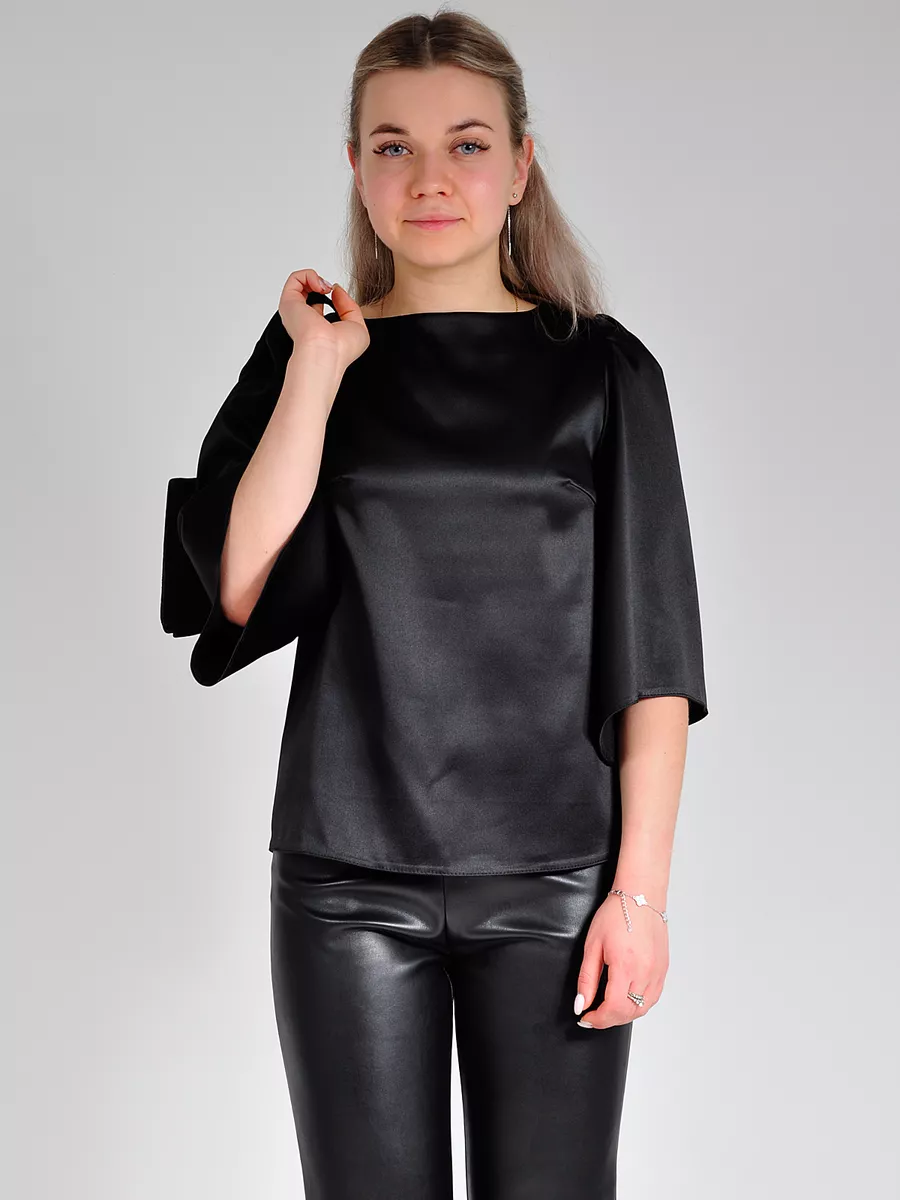 Блузка атласная вечерняя офис большие размеры — изображение 13