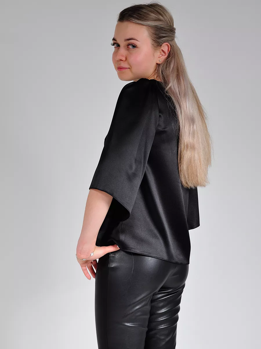 Блузка атласная вечерняя офис большие размеры — изображение 14