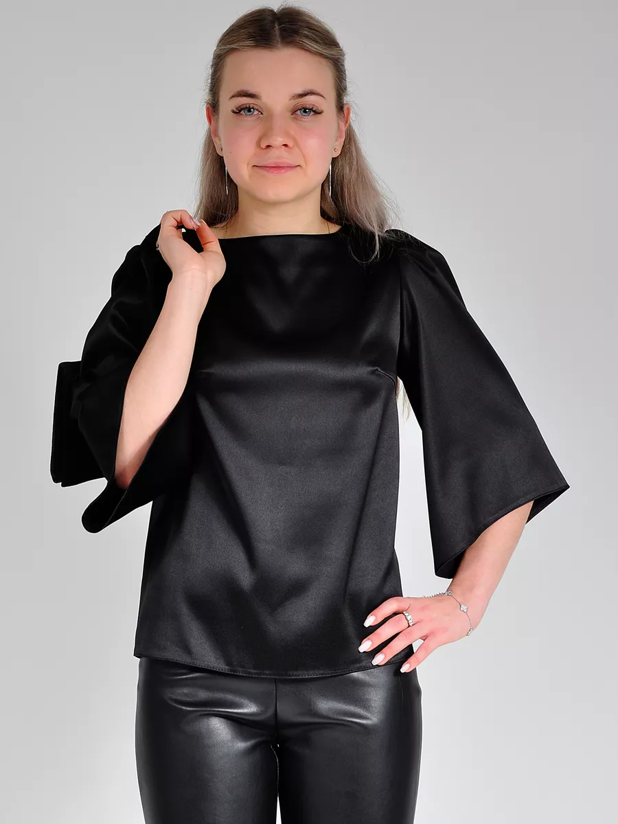 Блузка атласная вечерняя офис большие размеры — изображение 3