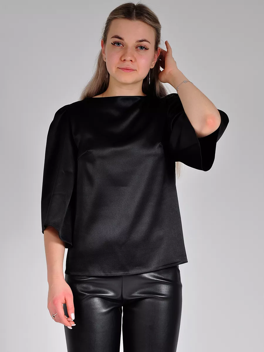 Блузка атласная вечерняя офис большие размеры — изображение 6