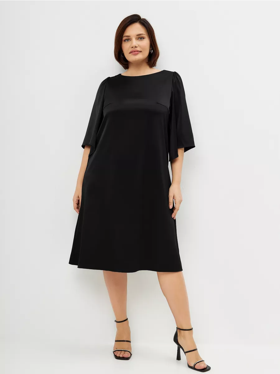 Платье больших размеров атласное нарядное офисное — изображение 2