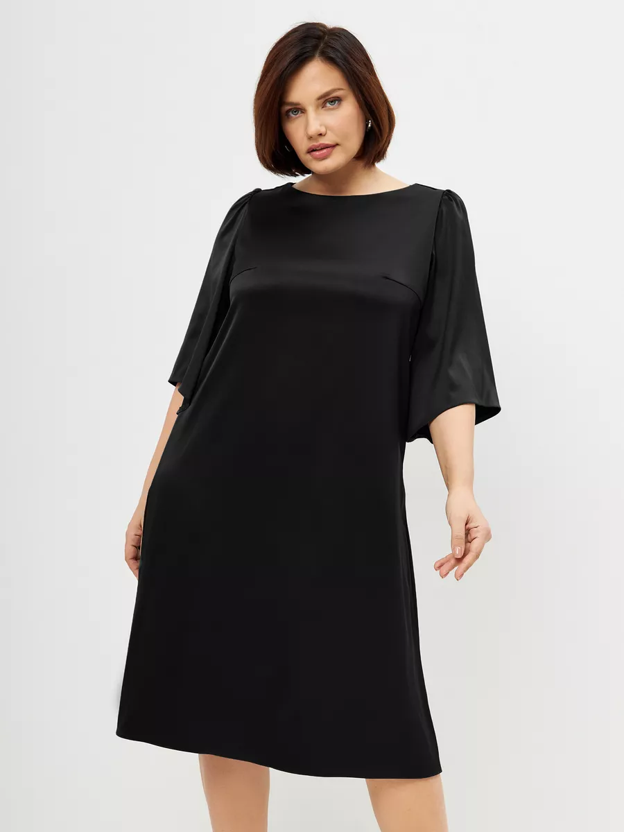 Платье больших размеров атласное нарядное офисное — изображение 4