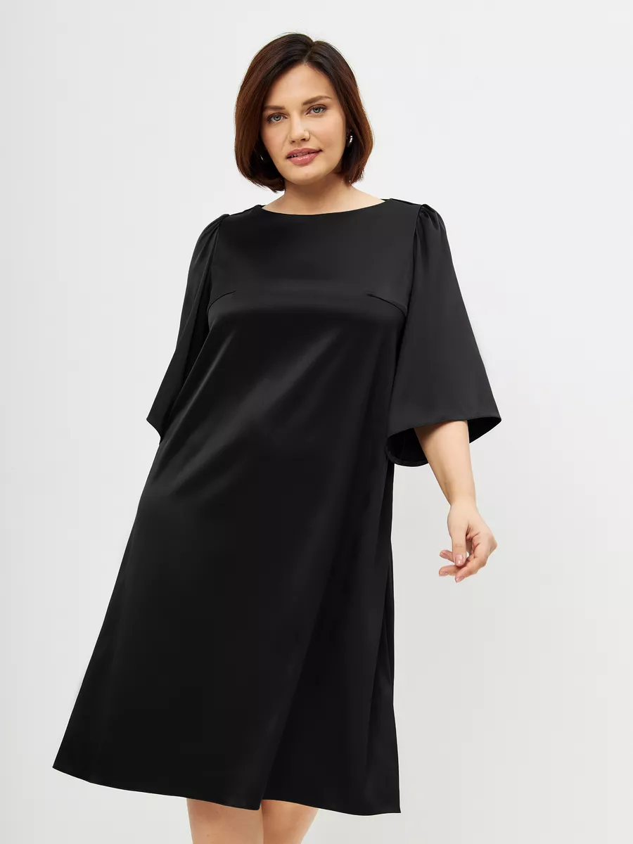 Платье больших размеров атласное нарядное офисное — изображение 5