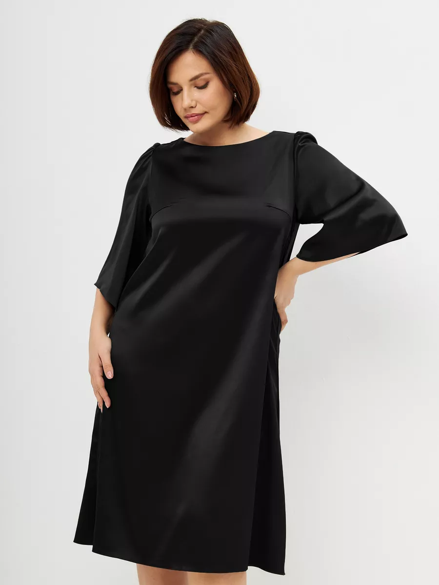 Платье больших размеров атласное нарядное офисное — изображение 8