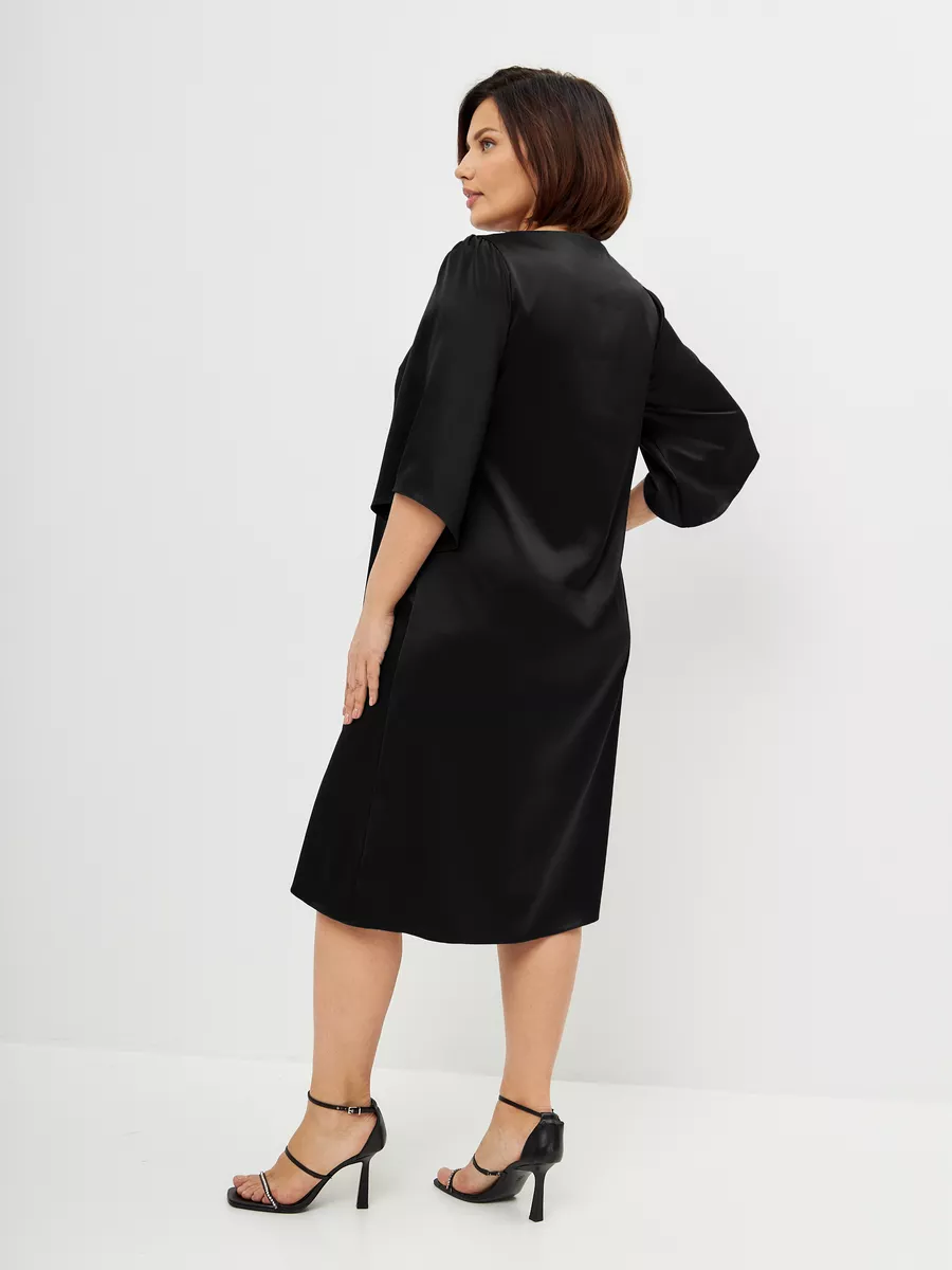 Платье больших размеров атласное нарядное офисное — изображение 9